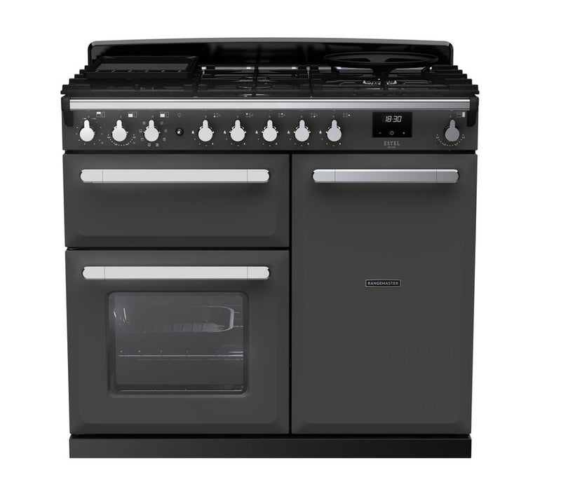Rangemaster ESDL100DFPSLT/CM1 Estel Deluxe 100 Dual Fuel Range Cooker - Slate - A Rated