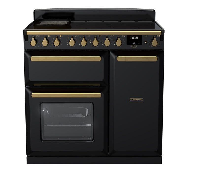 Rangemaster ESDL90EIPGBL/AB1 Estel Deluxe 90 Induction Range Cooker - Gloss Black - A Rated