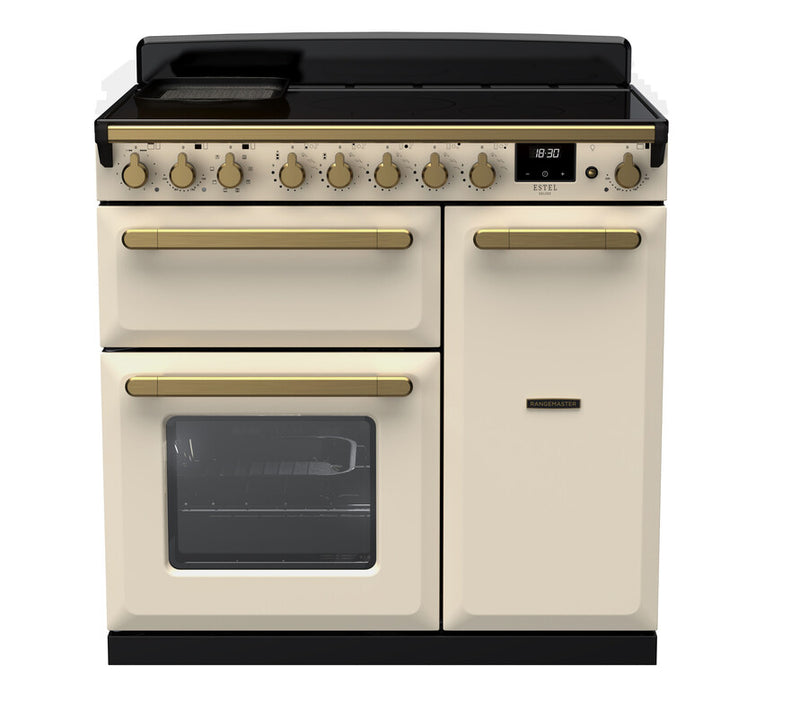 Rangemaster ESDL90EIPPCR/AB1 Estel Deluxe 90 Induction Range Cooker - Pale Cream - A Rated