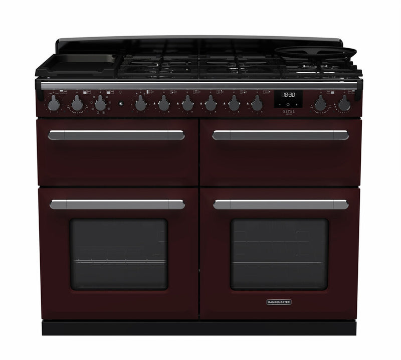 Rangemaster ESDLB110DFPBOR/CM1 Estel Deluxe 110 Dual Fuel Range Cooker - Bordeaux - A Rated