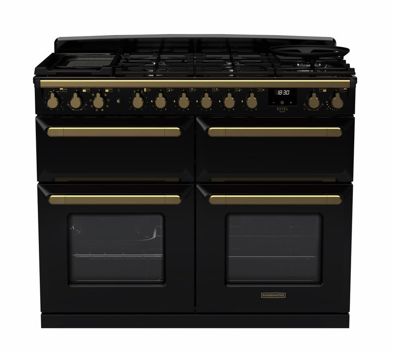Rangemaster ESDLB110DFPGBL/AB1 Estel Deluxe 110 Dual Fuel Range Cooker - Gloss Black - A Rated