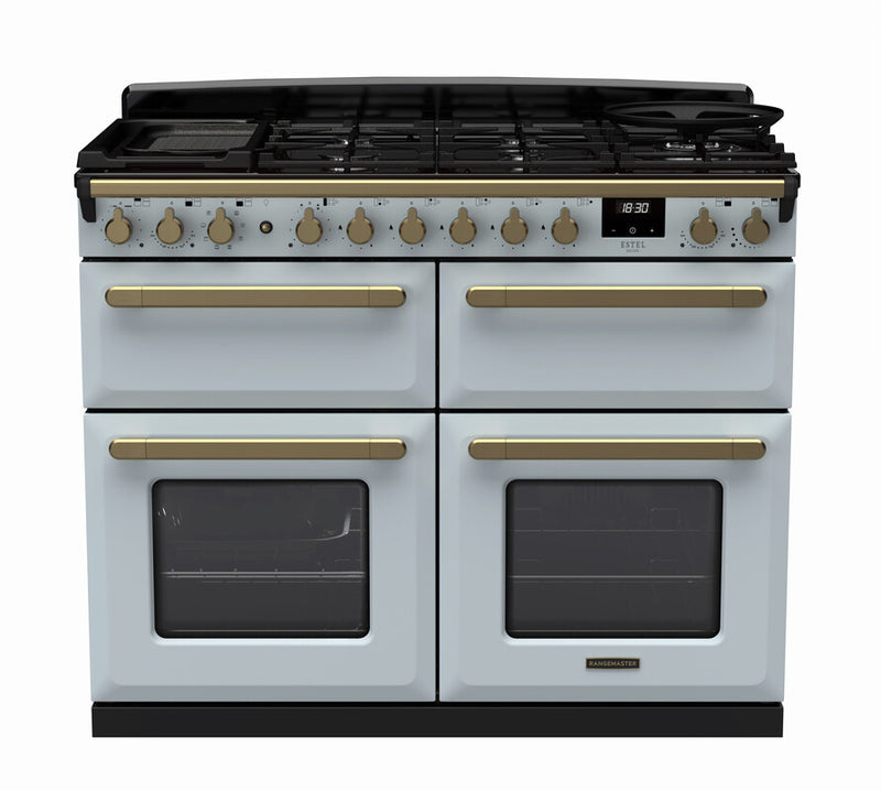 Rangemaster ESDLB110DFPMSB/AB1 Estel Deluxe 110 Dual Fuel Range Cooker - Misty Blue - A Rated
