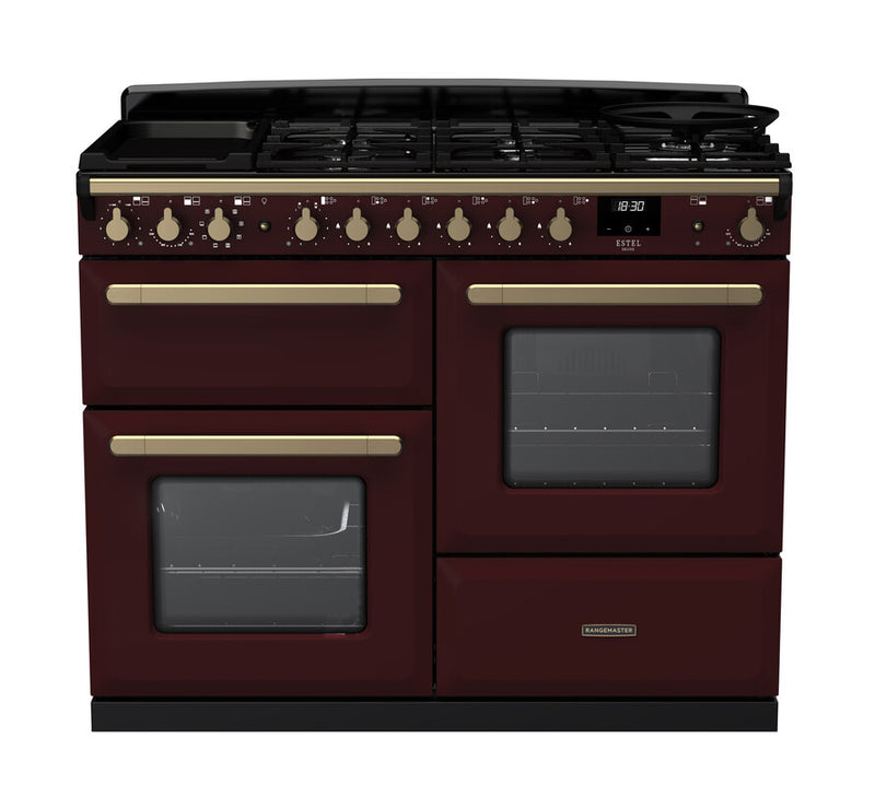 Rangemaster ESDLO110DFPBOR/AB1 Estel Deluxe 110 Dual Fuel Range Cooker - Bordeaux - A Rated