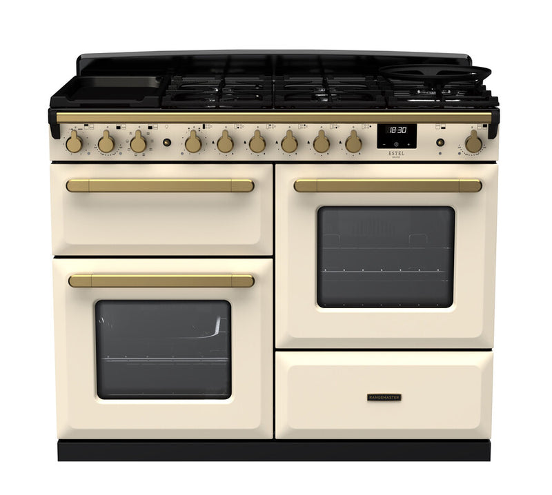 Rangemaster ESDLO110DFPPCR/AB1 Estel Deluxe 110 Dual Fuel Range Cooker - Pale Cream - A Rated
