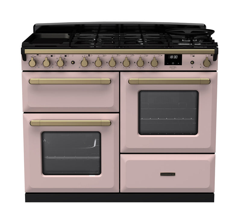 Rangemaster ESDLO110DFPPPK/AB1 Estel Deluxe 110 Dual Fuel Range Cooker - Pale Pink - A Rated