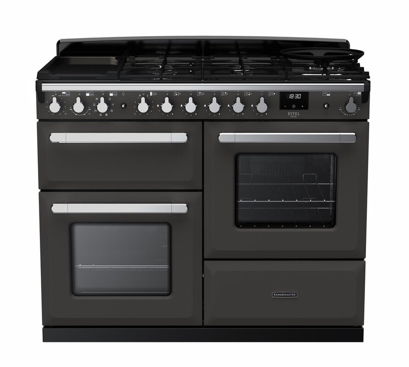 Rangemaster ESDLO110DFPSLT/CM1 Estel Deluxe 110 Dual Fuel Range Cooker - Slate - A Rated
