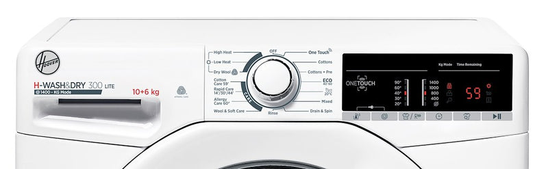Hoover H3D 4106TE/1-80 H-Wash&Dry 300 Lite 10/6kg 1400rpm E/B Rated Freestanding Washer Dryer - White (Discontinued)