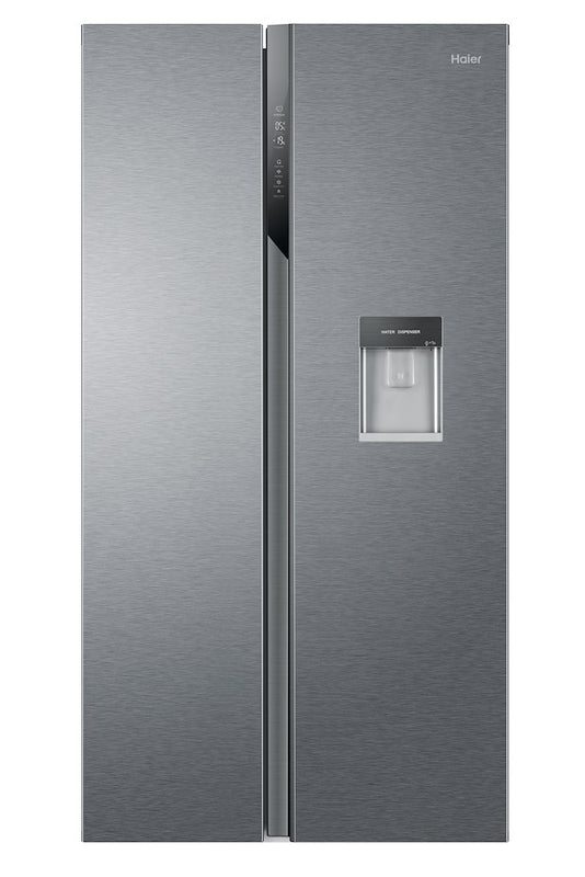 Haier HSR3918EWPG 90cm American Style Side-by-Side Fridge Freezer - Platinum Inox