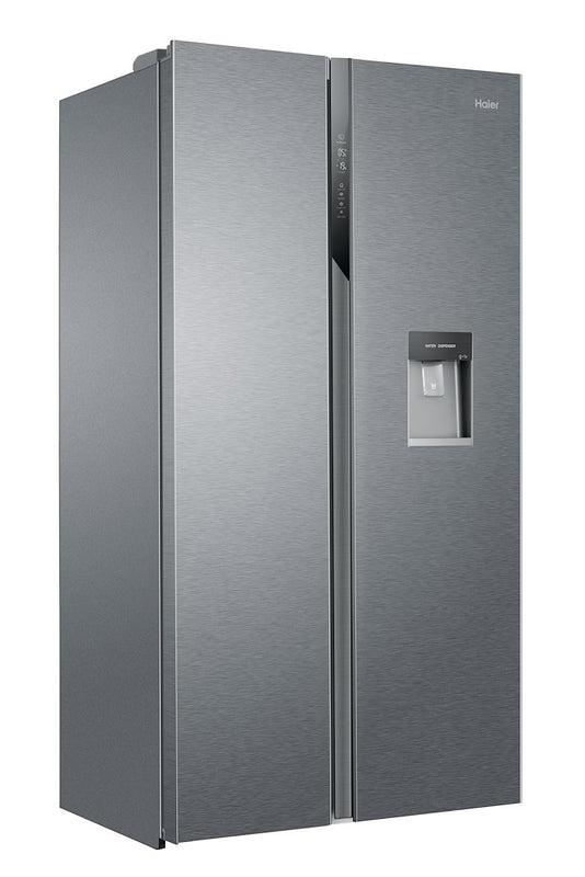 Haier HSR3918EWPG 90cm American Style Side-by-Side Fridge Freezer - Platinum Inox
