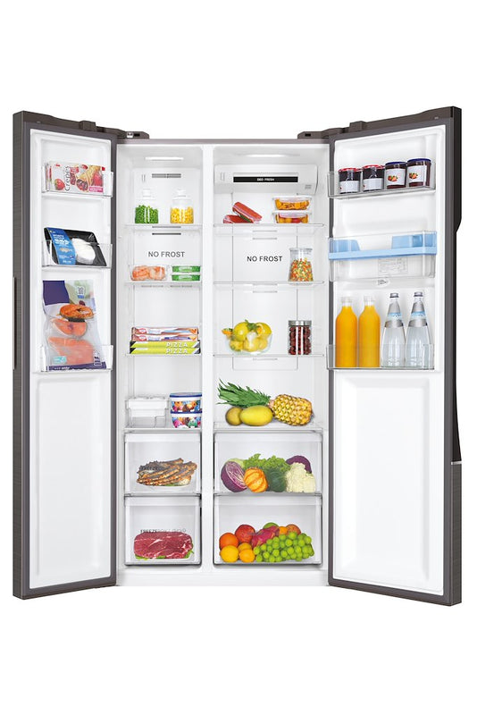 Haier HSR3918EWPG 90cm American Style Side-by-Side Fridge Freezer - Platinum Inox