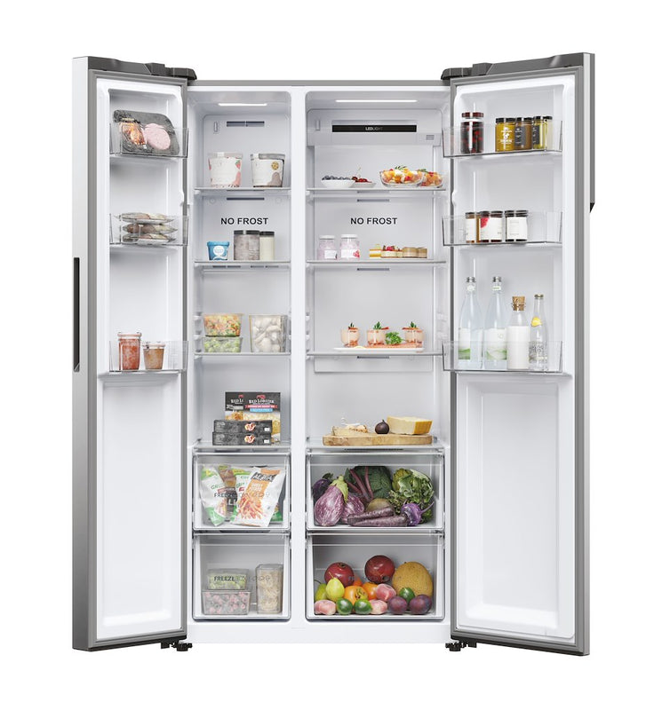 Haier HSR5918DNMP 90cm American Style Side-by-Side Fridge Freezer - Platinum Inox