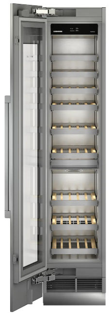 liebherr ewt9175 monolith integrated wine fridge with door open and wine storage empty.