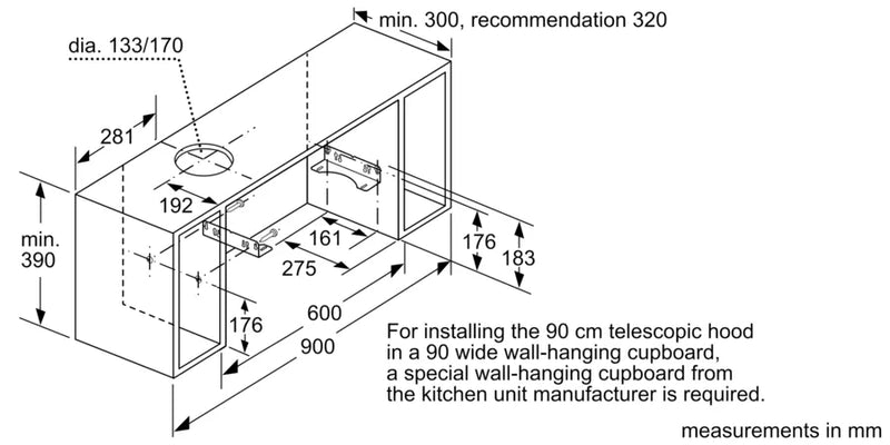 Siemens iQ 300 LI94MA531B, Telescopic cooker hood