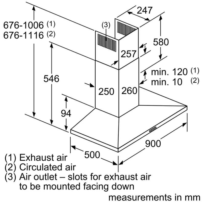 Neff N 50 D94QFM1N0B, Wall-mounted cooker hood