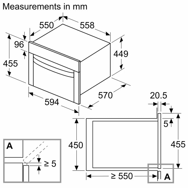 Neff N 50 C1AMG84G0B, Built-in microwave oven with hot air (Discontinued)