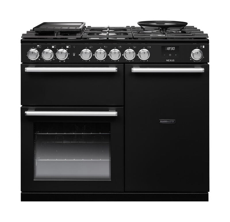 Rangemaster NEX100DFPCBL/CM1 Nexus 100 Dual Fuel Range Cooker - Charcoal Black - A Rated