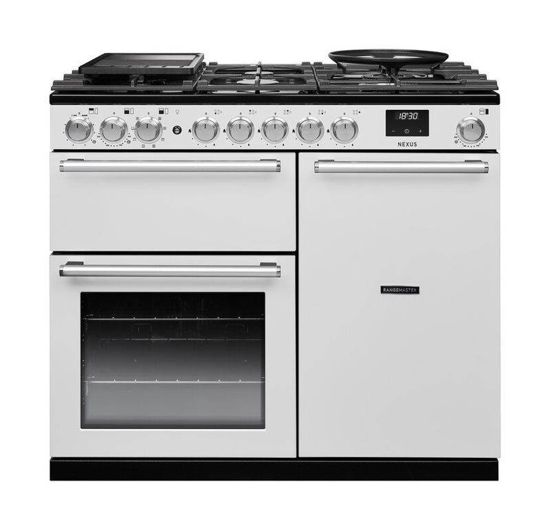 Rangemaster NEX100DFPWHT/CM1 Nexus 100 Dual Fuel Range Cooker - White - A Rated