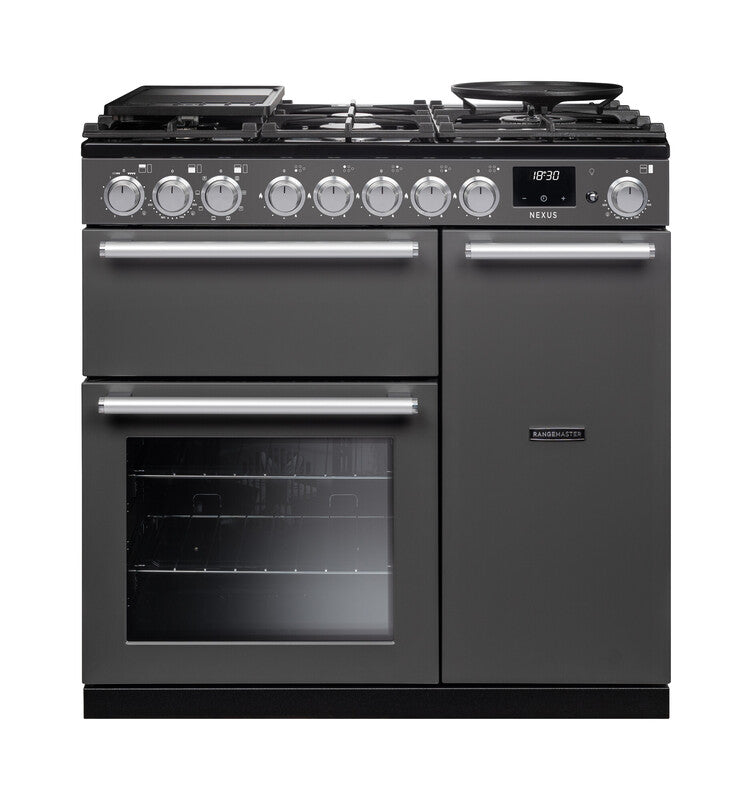 Rangemaster NEX90DFPSLT/CM1 Nexus 90 Dual Fuel Range Cooker - Slate - A Rated