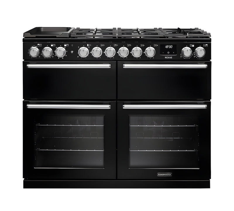Rangemaster NEXB110DFPGBL/CM1 Nexus 110 Dual Fuel Range Cooker - Gloss Black - A Rated