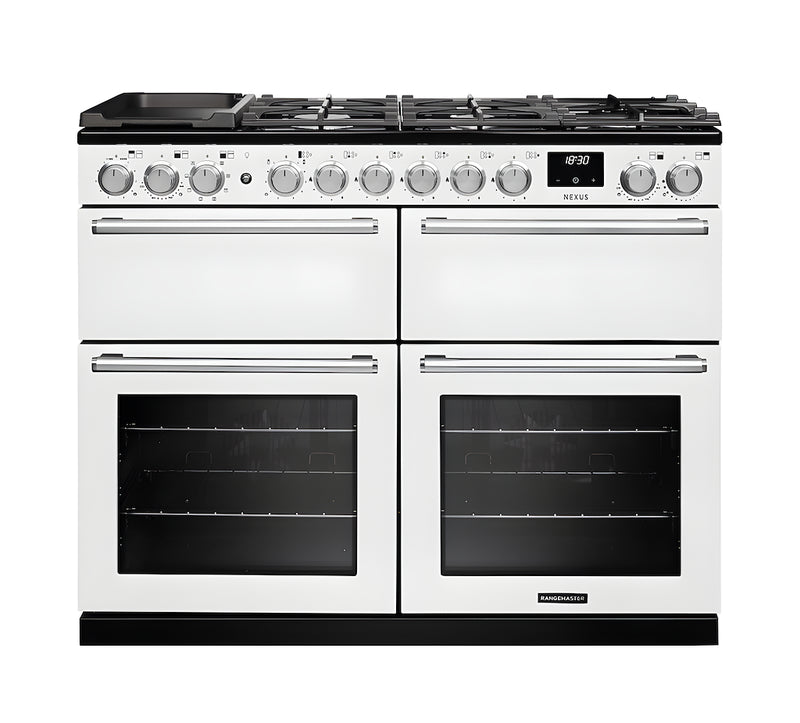 Rangemaster NEXB110DFPWHT/CM1 Nexus 110 Dual Fuel Range Cooker - White - A Rated