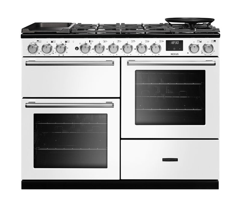Rangemaster NEXO110DFPWHT/CM1 Nexus 110 Dual Fuel Range Cooker - White - A Rated