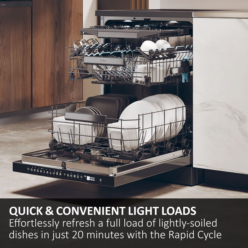 Haier XS 6B4S3FSB-80 Integrated 60cm Dishwasher with 16 Place Settings and WiFi (Discontinued)