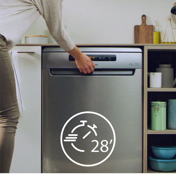 Indesit’s most effective cleaning performance in just 28 minutes*.