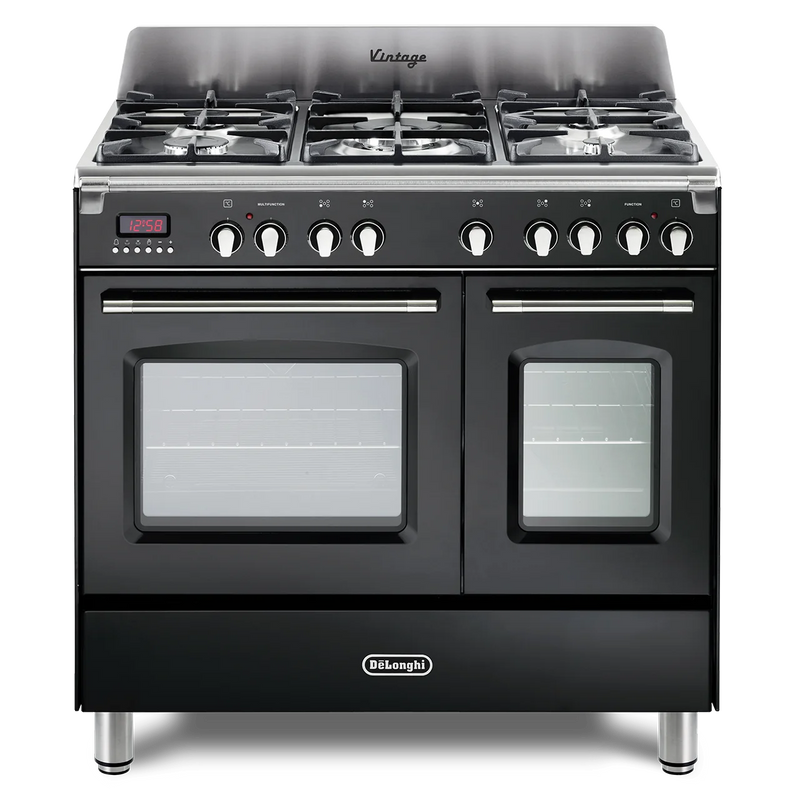 DeLonghi Vintage DVTR 906 DF BL-1, Dual Fuel Range Cooker - Black Discontinued