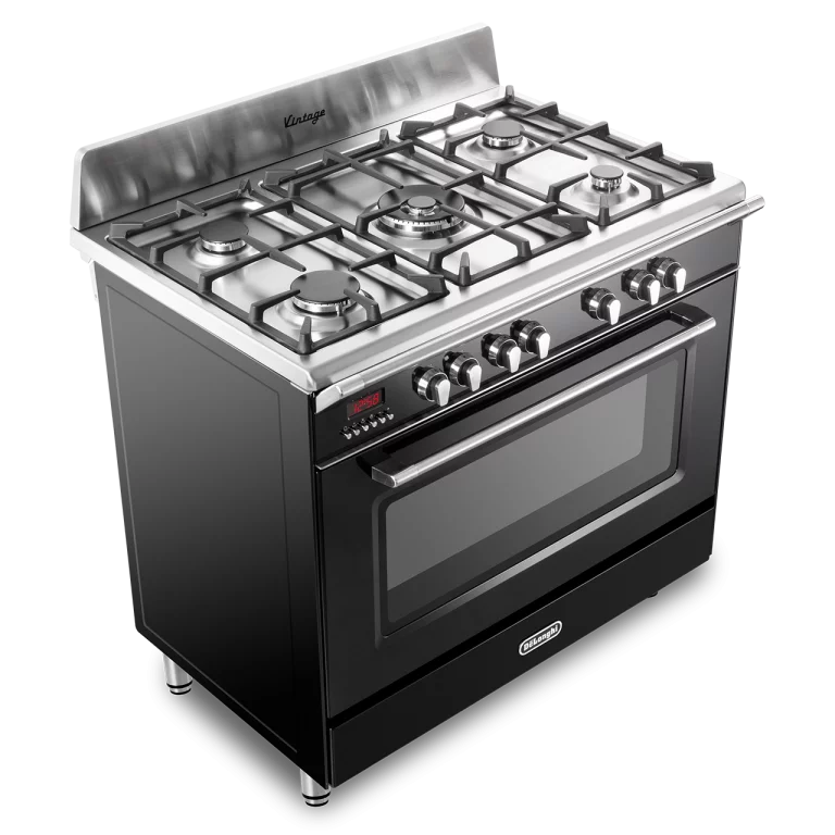 DeLonghi Vintage DVRS 916 DF BL, Dual Fuel Range Cooker - Gloss Black (Discontinued)