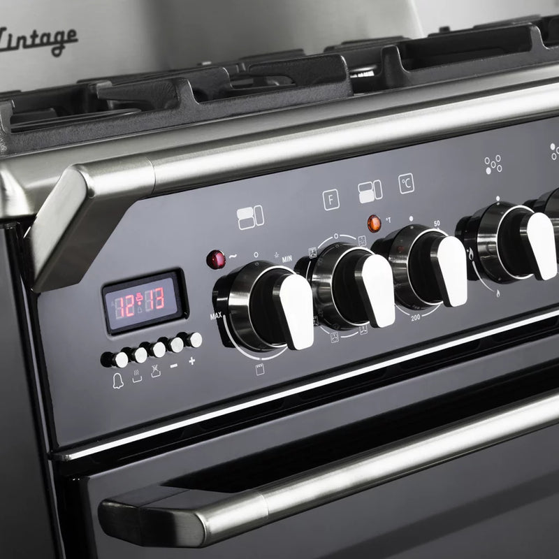 DeLonghi Vintage D3VR 908 DF BL-1, Dual Fuel Range Cooker - Black (Discontinued)
