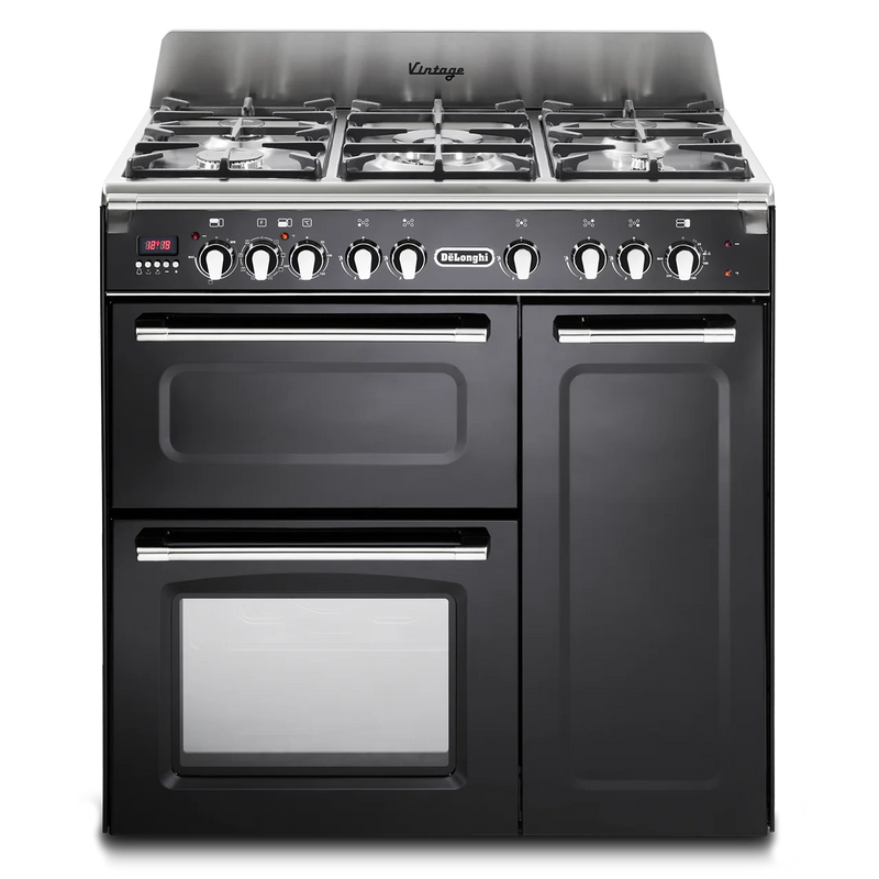 DeLonghi Vintage D3VR 908 DF BL-1, Dual Fuel Range Cooker - Black (Discontinued)