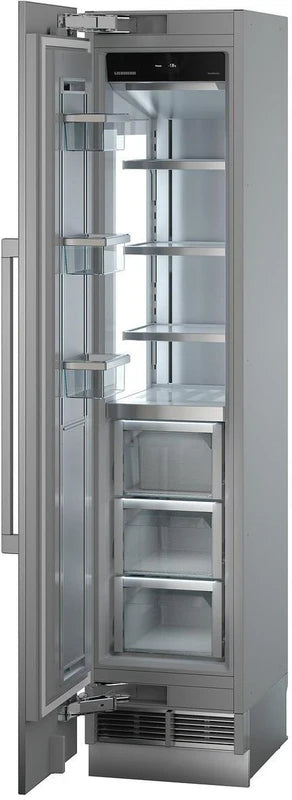 liebherr egn9171 monolith integrated freezer. Open door with empty freezer compartment at a slight angle to the left.