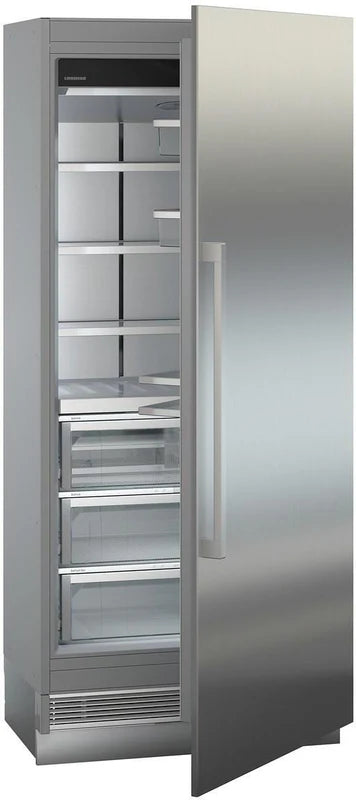 liebherr ekb9671 monolith integrated fridge. Empty refrigerator compartment with door ajar. At a slight angle towards the right