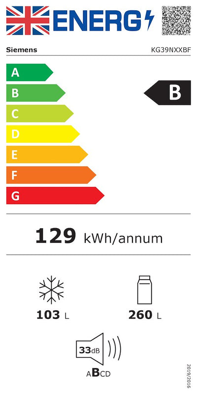 Siemens iQ 300 KG39NXXBF, Free-standing fridge-freezer
