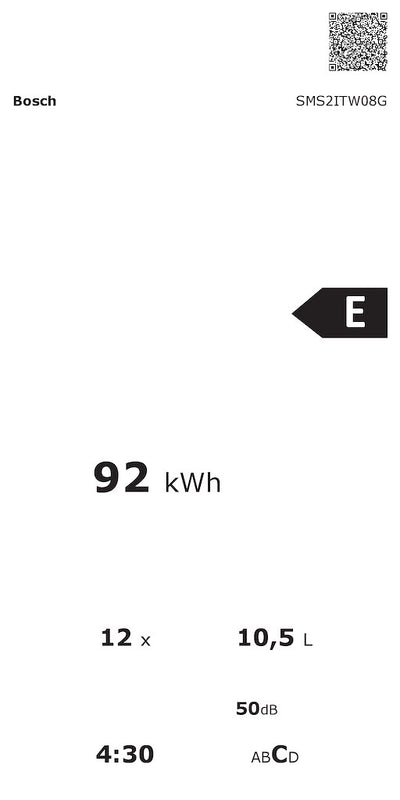 Bosch SMS2ITW08G, Free-standing dishwasher (Discontinued)