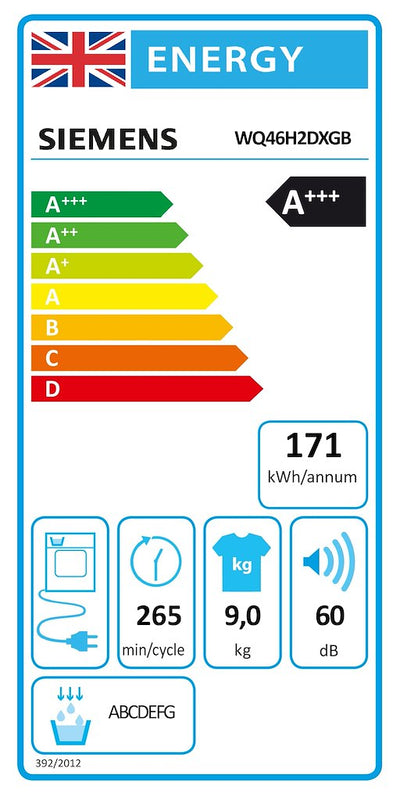 Siemens iQ 500 WQ46H2DXGB, Heat pump tumble dryer