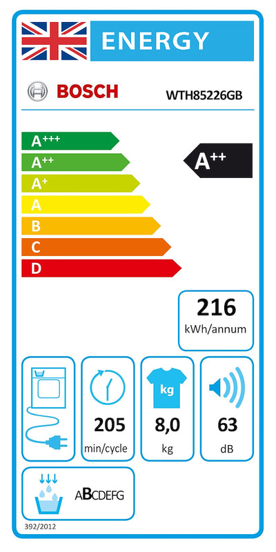 Bosch Series 4 WTH85226GB, Heat pump tumble dryer