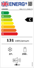 The EnergyStar Energy Efficiency label (UK) or the Liebherr IRBac5171 integrated fridge with icebox. The appliance has an energy rating of C with an energy consumption of 131 kWh/annum with a total net capacity of 250 litres in the fridge and 27 litres in the freezer. The appliance has a noise level of 33dB. Thumbnail