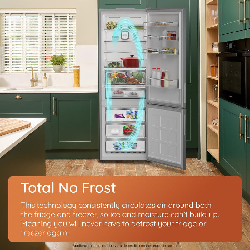 Hotpoint HPKF3241WXP4UK 244L Freestanding Total No Frost 50/50 Fridge Freezer with VitalCare and Water Dispenser - Brushed Steel