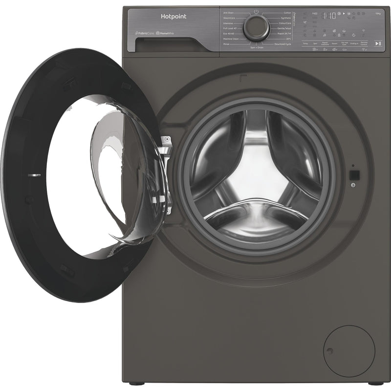 Hotpoint HB123WGCAREUK Fabric Care Freestanding 12kg 1400rpm Washing Machine with HomeWhiz - Manhattan Grey