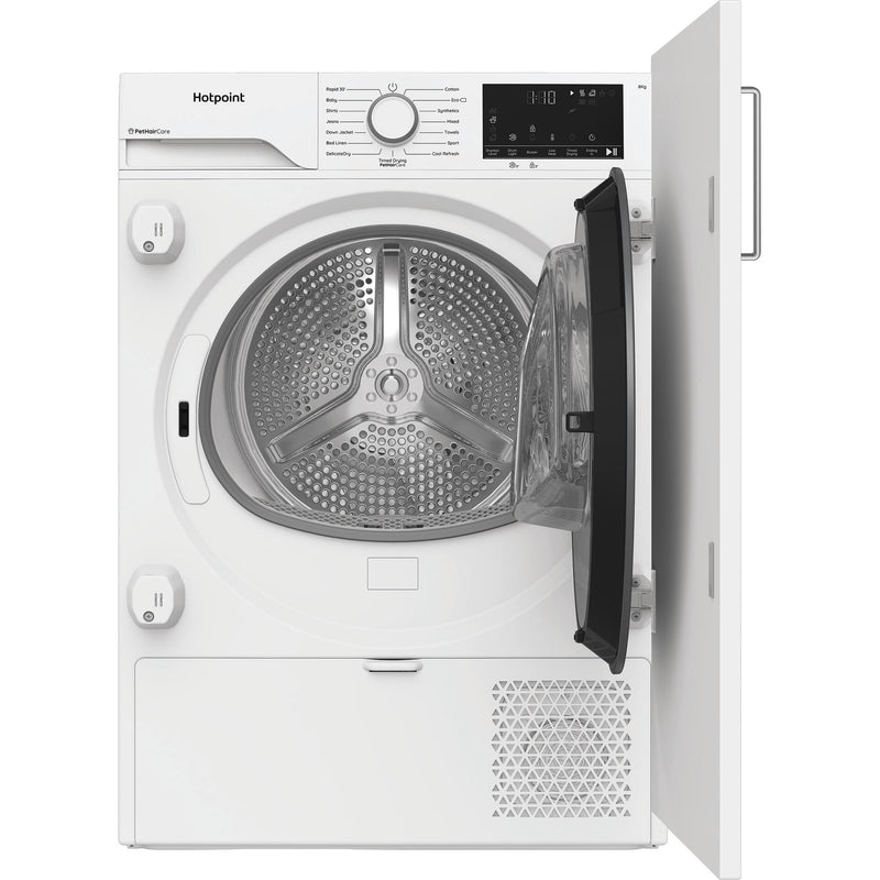 Hotpoint CHK83MWWUK 8kg Integrated Heat Pump Tumble Dryer with PetHairCare - White