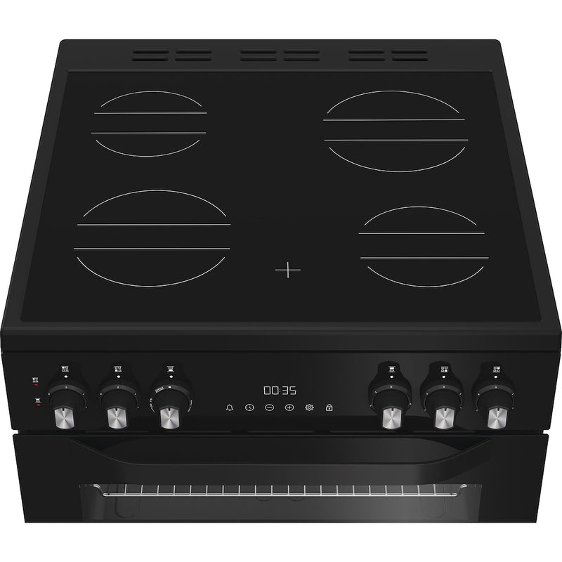 Hotpoint HTE6VDCB1 Freestanding Electric Cooker with Ceramic Hob - Black