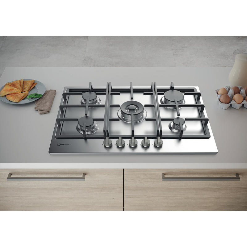 Indesit THP 751 W/IX/I 1 75cm 5 Burner Gas Hob