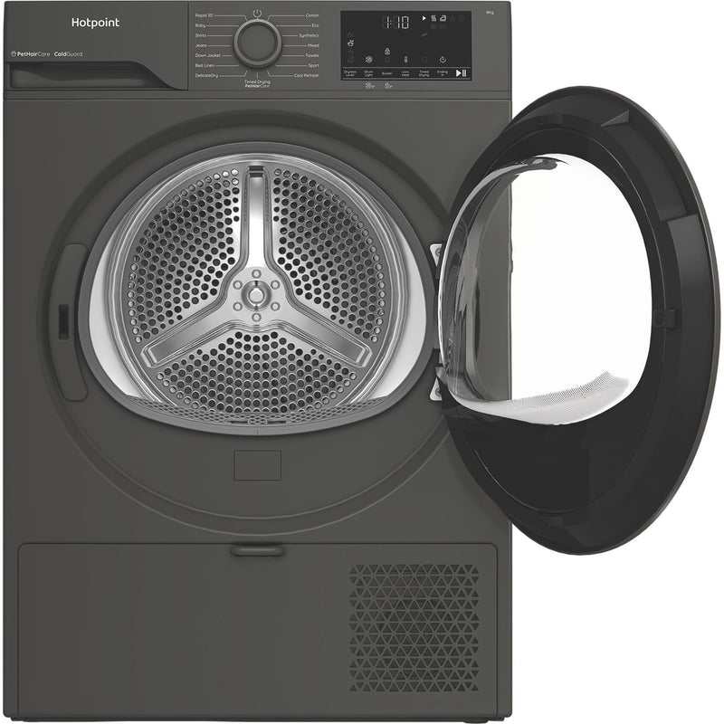 Hotpoint CHSD83MGGUK Freestanding 8kg Heat Pump Tumble Dryer with ColdGuard - Manhattan Gray