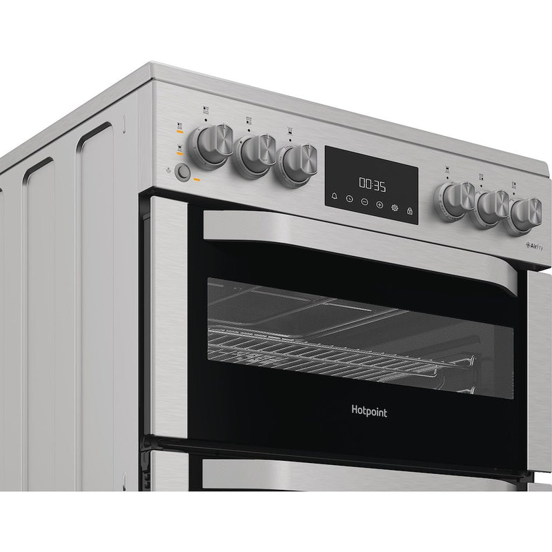 Hotpoint HDE6VDCASX Freestanding 60cm Electric Double Cooker - Inox
