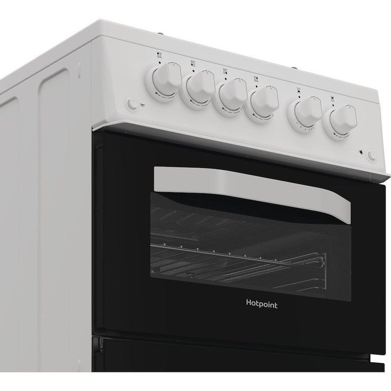 Hotpoint HTG5GCW Freestanding 50cm Gas Double Cooker - White