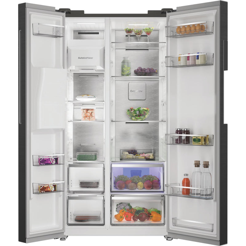 Hotpoint HPG29643IBXR4UK Freestanding Dual No Frost American Fridge Freezer with VitalCare and Water & Ice Dispenser - Black Steel