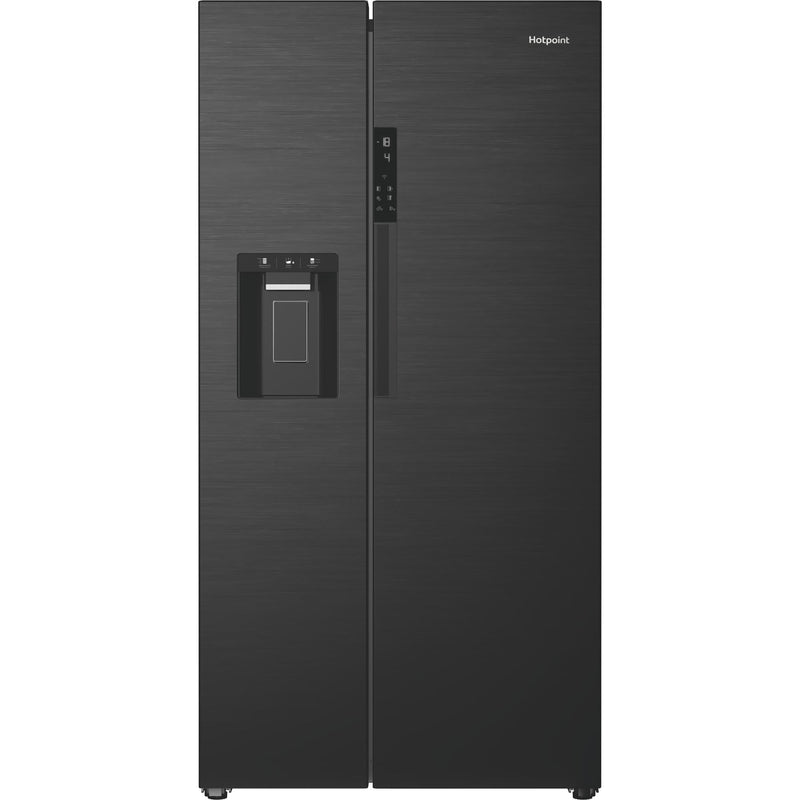 Hotpoint HPG29643IBXR4UK Freestanding Dual No Frost American Fridge Freezer with VitalCare and Water & Ice Dispenser - Black Steel