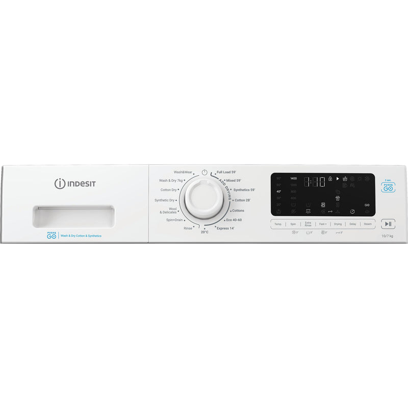 Indesit IDP10747PUSHGOUK 10kg Wash 7kg Dry 1400rpm Freestanding Washer Dryer with Steam - White