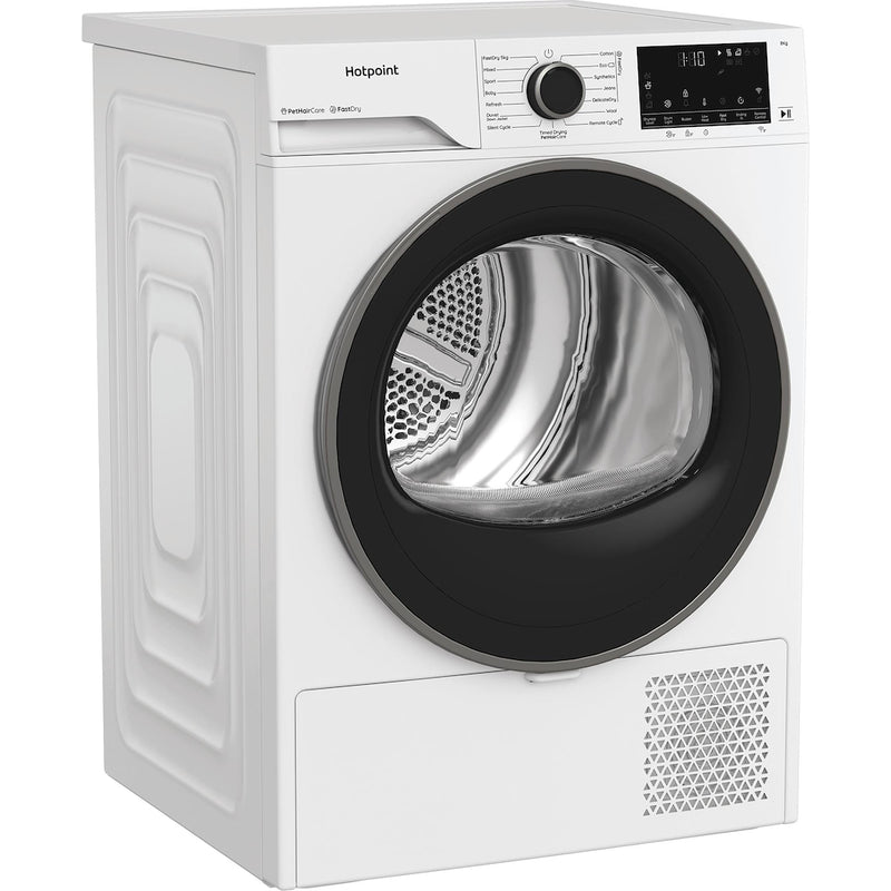 Hotpoint CHD84MWBSUK Fabric Care Freestanding 8kg Heat Pump Tumble Dryer with HomeWhiz